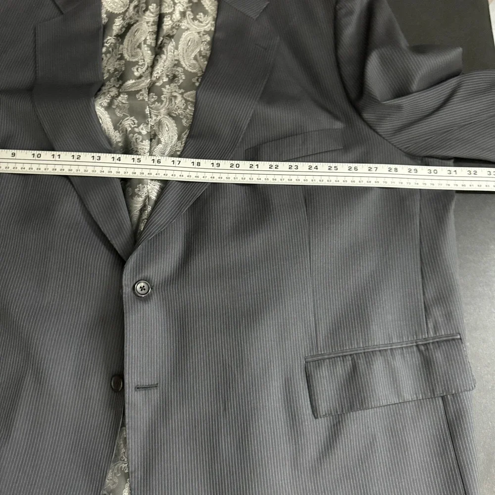 Jiwani Suit‎ Mens 60R 52x25 Charcoal Gray Pinstripe Drago Super 150s Wool Custom